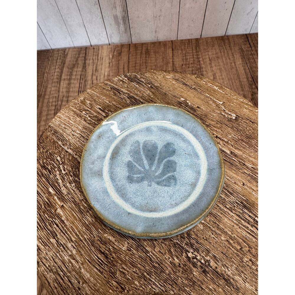Pottery Trinket Dish Bowl Jewelry Holder Light Blue Sea Blue Gift Her Trinket